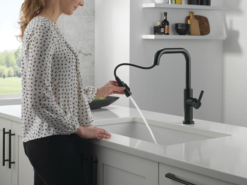 DELTA Nicoli Single Handle Pull-Down Kitchen Faucet — Matte Black