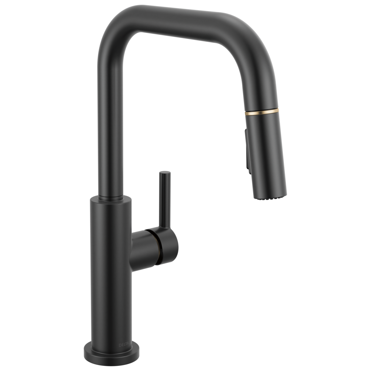DELTA Nicoli Single Handle Pull-Down Kitchen Faucet — Matte Black / Champagne Bronze