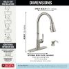 DELTA Capertee Single Handle Pull-Down Kitchen Faucet with Soap Dispenser and ShieldSpray Technology — Spotshield Stainless