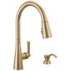 DELTA Boyd Single Handle Pull-Down Kitchen Faucet with Soap Dispenser and ShieldSpray Technology — Champagne Bronze