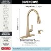 DELTA Boyd Single Handle Pull-Down Kitchen Faucet with Soap Dispenser and ShieldSpray Technology — Champagne Bronze
