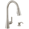 DELTA Boyd Single Handle Pull-Down Kitchen Faucet with Soap Dispenser and ShieldSpray Technology — Spotshield Stainless