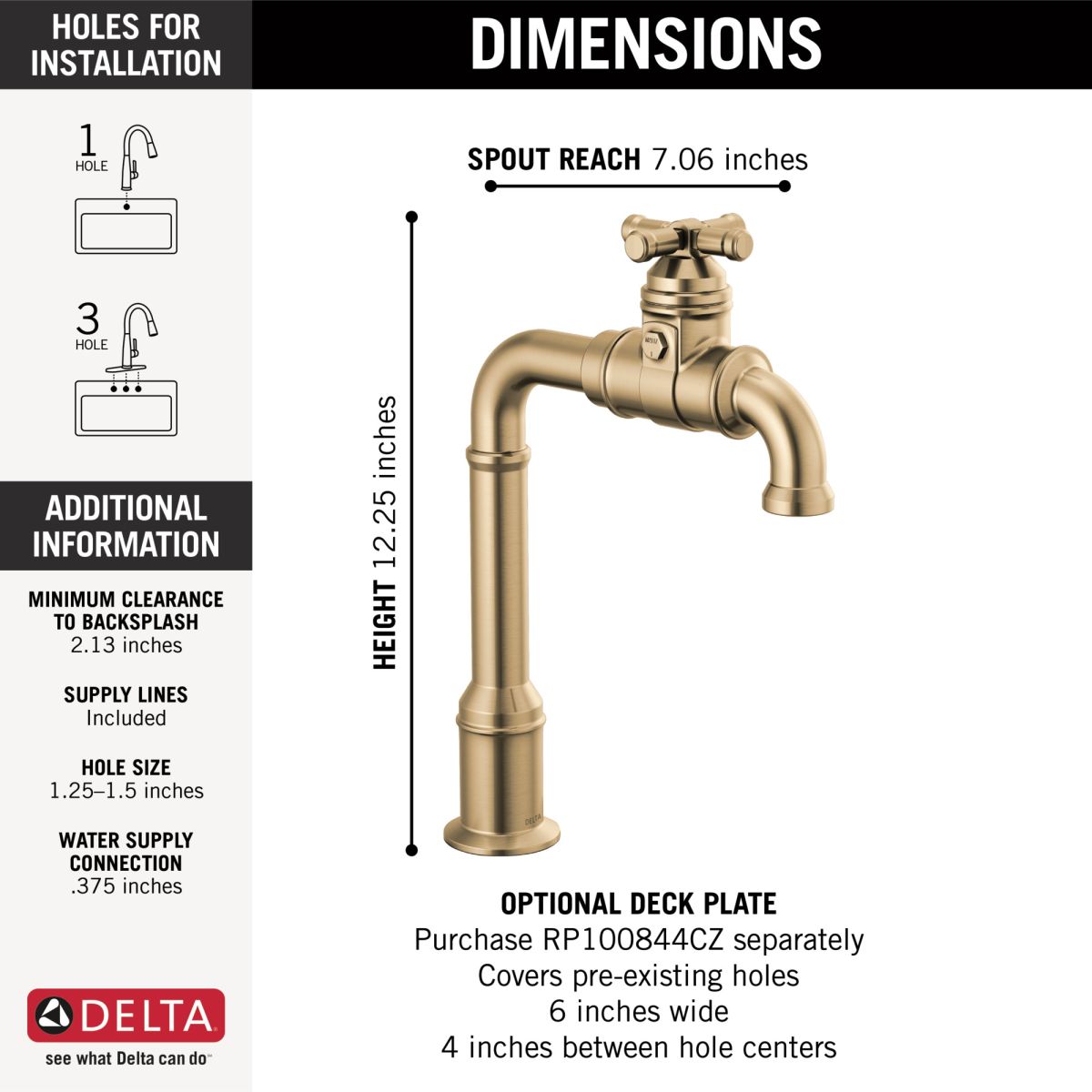 DELTA Broderick True Bar Kitchen Faucet — Champagne Bronze