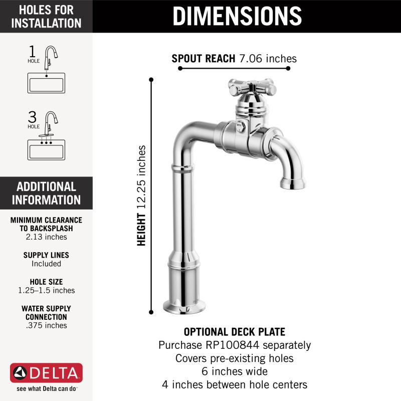 DELTA Broderick True Bar Kitchen Faucet — Chrome