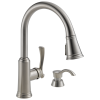 DELTA Lakeview Single Handle Pull-Down Kitchen Faucet with Soap Dispenser and ShieldSpray Technology — Stainless