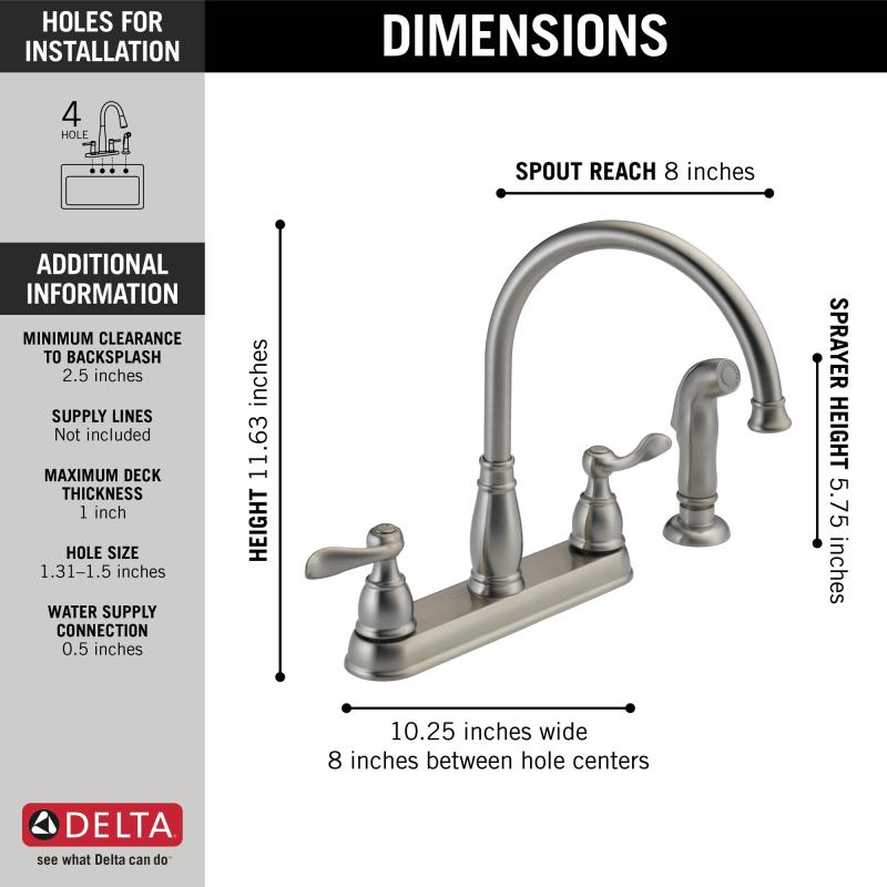 DELTA Windemere Two Handle Kitchen Faucet — Stainless