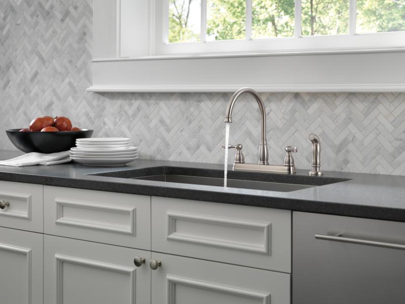 DELTA Windemere Two Handle Kitchen Faucet — Stainless