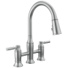 DELTA Renaldi Two Handle Pull-Down Bridge Kitchen Faucet — Lumicoat® Arctic Stainless