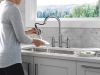 DELTA Renaldi Two Handle Pull-Down Bridge Kitchen Faucet — Lumicoat® Arctic Stainless