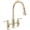 DELTA Renaldi Two Handle Pull-Down Bridge Kitchen Faucet — Lumicoat® Polished Nickel