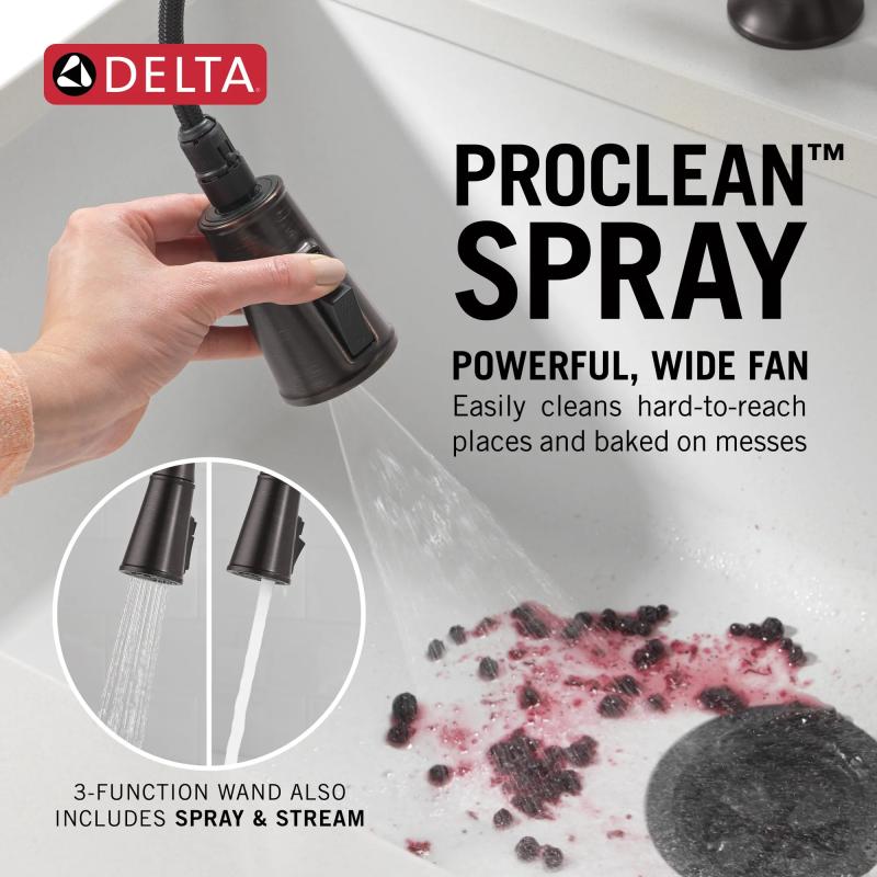 DELTA Renaldi Two Handle Pull-Down Bridge Kitchen Faucet — Venetian Bronze
