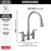 DELTA Broderick Two Handle Pull-Down Bridge Kitchen Faucet — Arctic Stainless