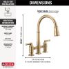 DELTA Broderick Two Handle Pull-Down Bridge Kitchen Faucet — Champagne Bronze