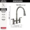 DELTA Broderick Two Handle Pull-Down Bridge Kitchen Faucet — Black Stainless