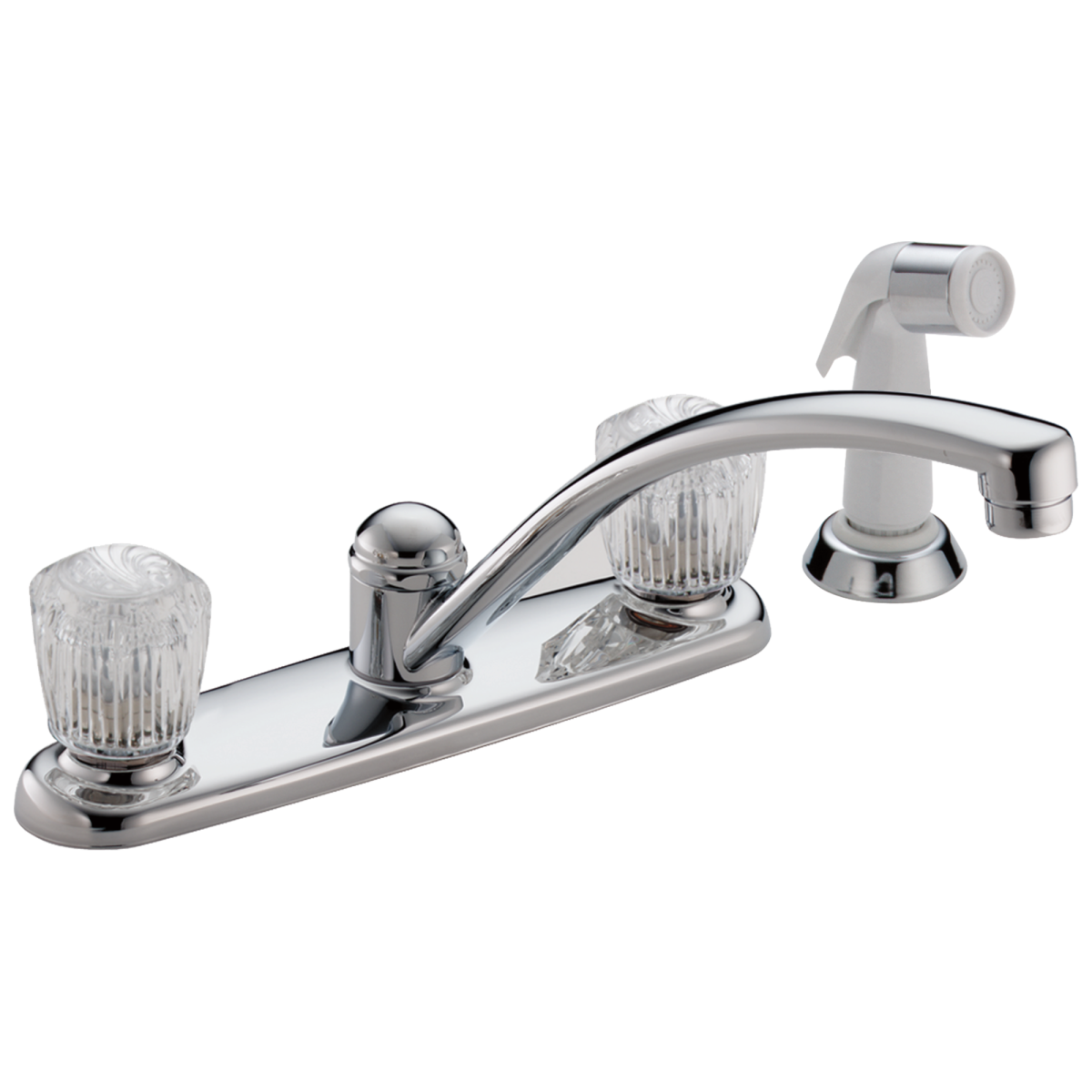 DELTA 2100 / 2400 Series Two Handle Kitchen Faucet with Spray — Chrome