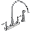DELTA Cassidy Two Handle Kitchen Faucet with Spray — Arctic Stainless