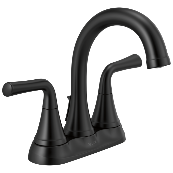 DELTA Kayra Two Handle Tract-Pack Centerset Bathroom Faucet — Matte Black
