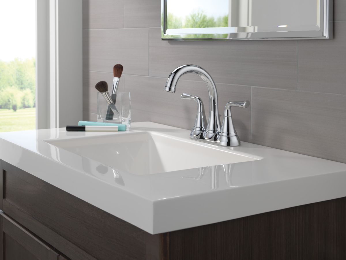DELTA Kayra Two Handle Centerset Bathroom Faucet — Chrome