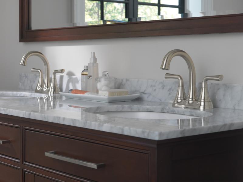 DELTA Kayra Two Handle Centerset Bathroom Faucet — Stainless