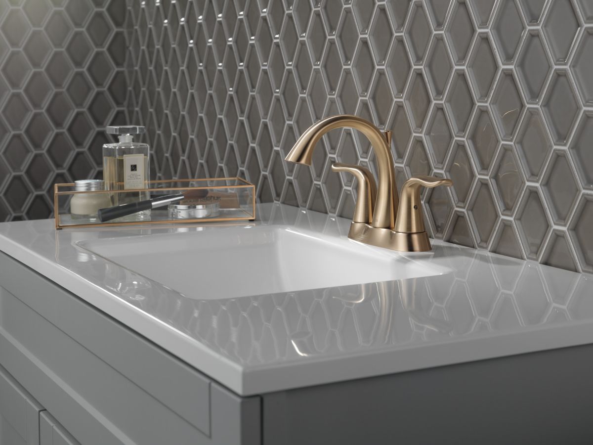 DELTA Lahara Two Handle Centerset Bathroom Faucet — Champagne Bronze