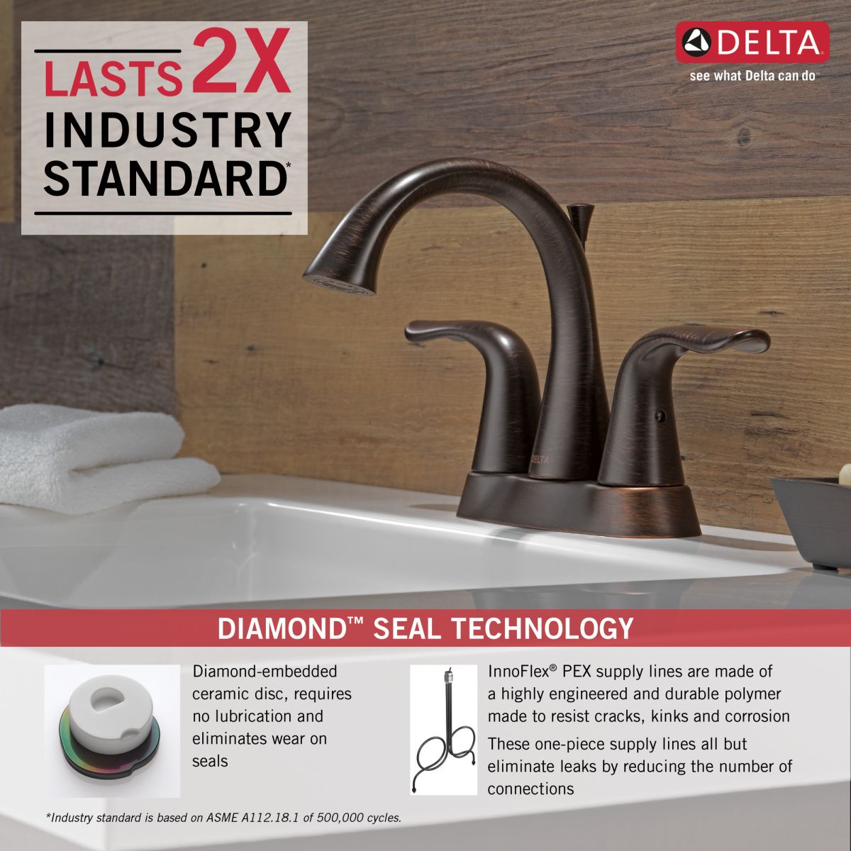 DELTA Lahara Two Handle Centerset Bathroom Faucet — Venetian Bronze