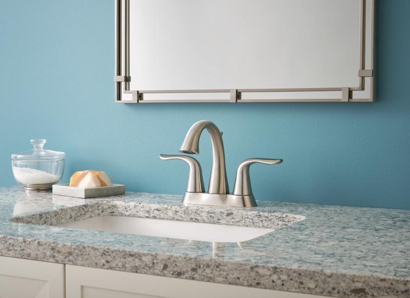 DELTA Lahara Two Handle Centerset Bathroom Faucet — Stainless