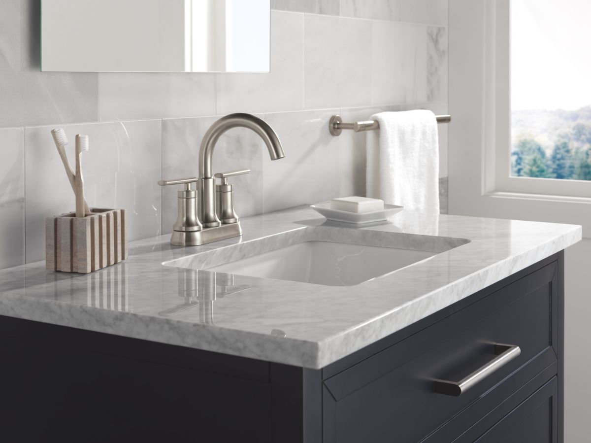 DELTA Altado  Two Handle Centerset Bathroom Faucet — Stainless