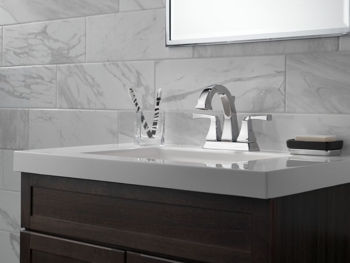DELTA Dryden Two Handle Centerset Bathroom Faucet — Chrome