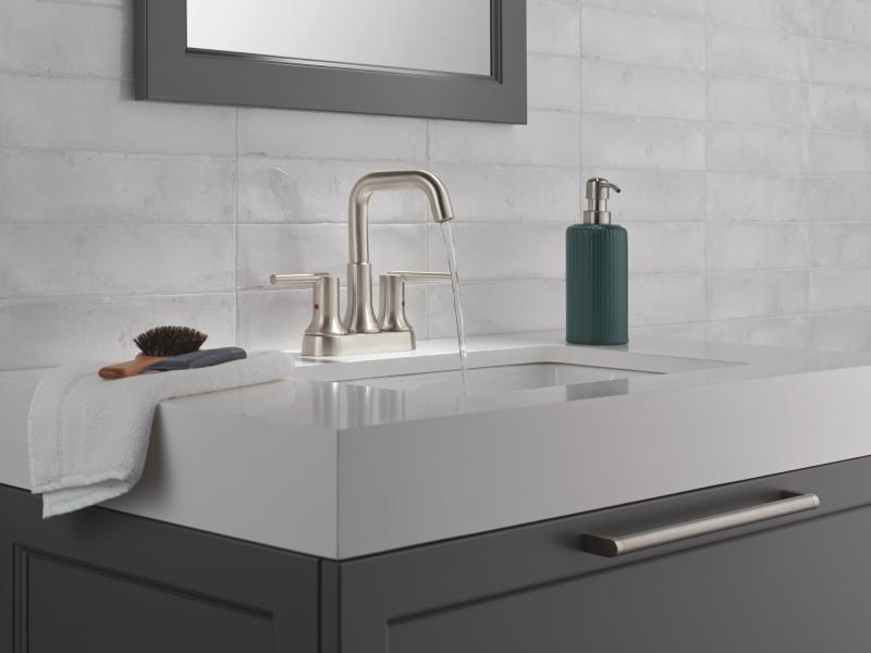 DELTA Trinsic Centerset Bathroom Faucet — Stainless