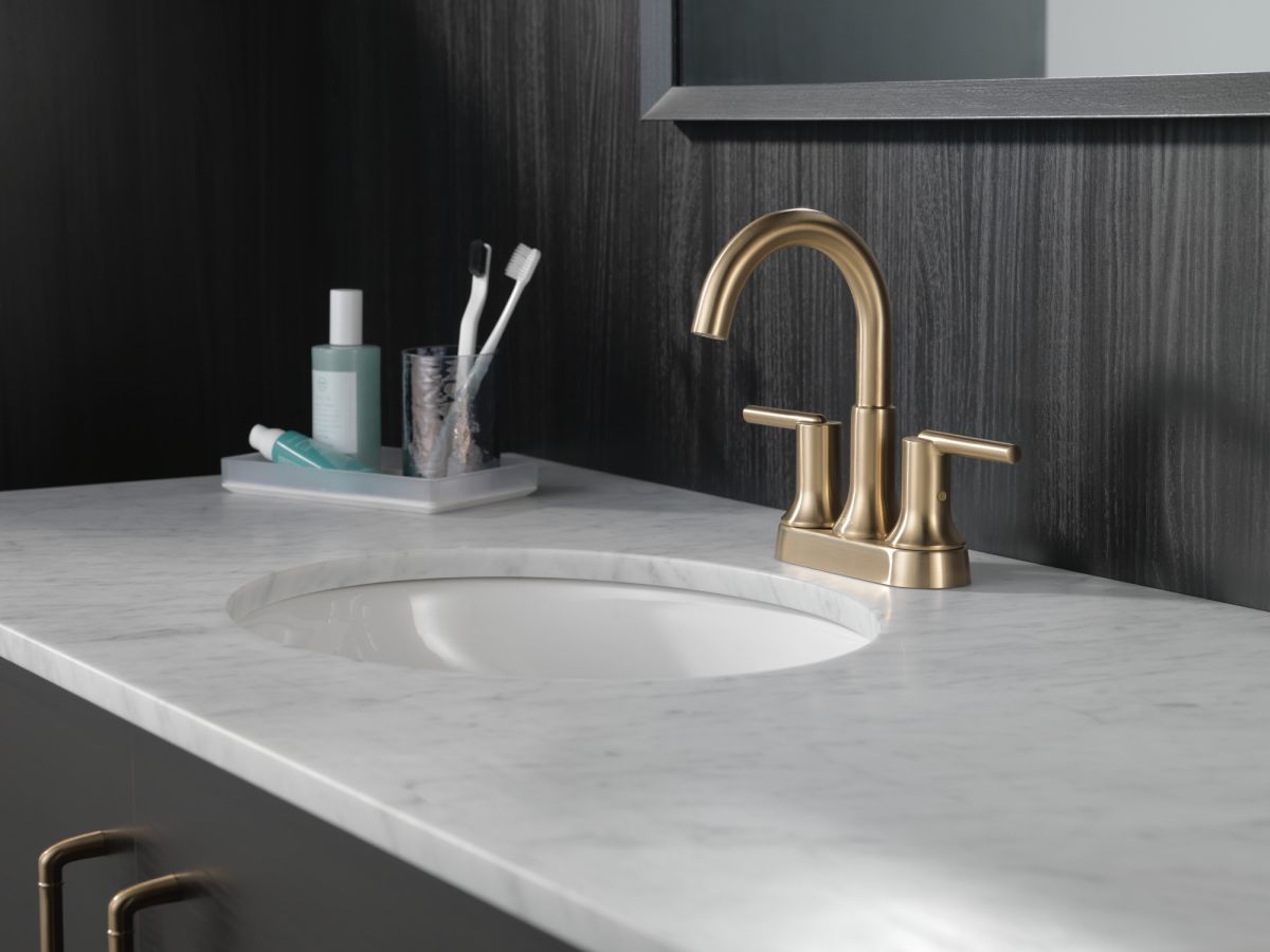 DELTA Trinsic Two Handle Centerset Bathroom Faucet — Champagne Bronze