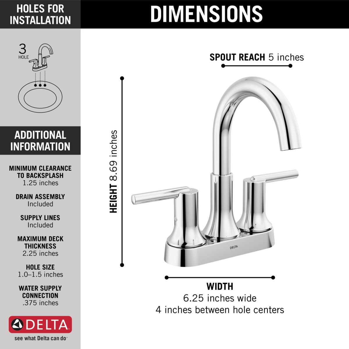 DELTA Trinsic Two Handle Centerset Bathroom Faucet — Chrome