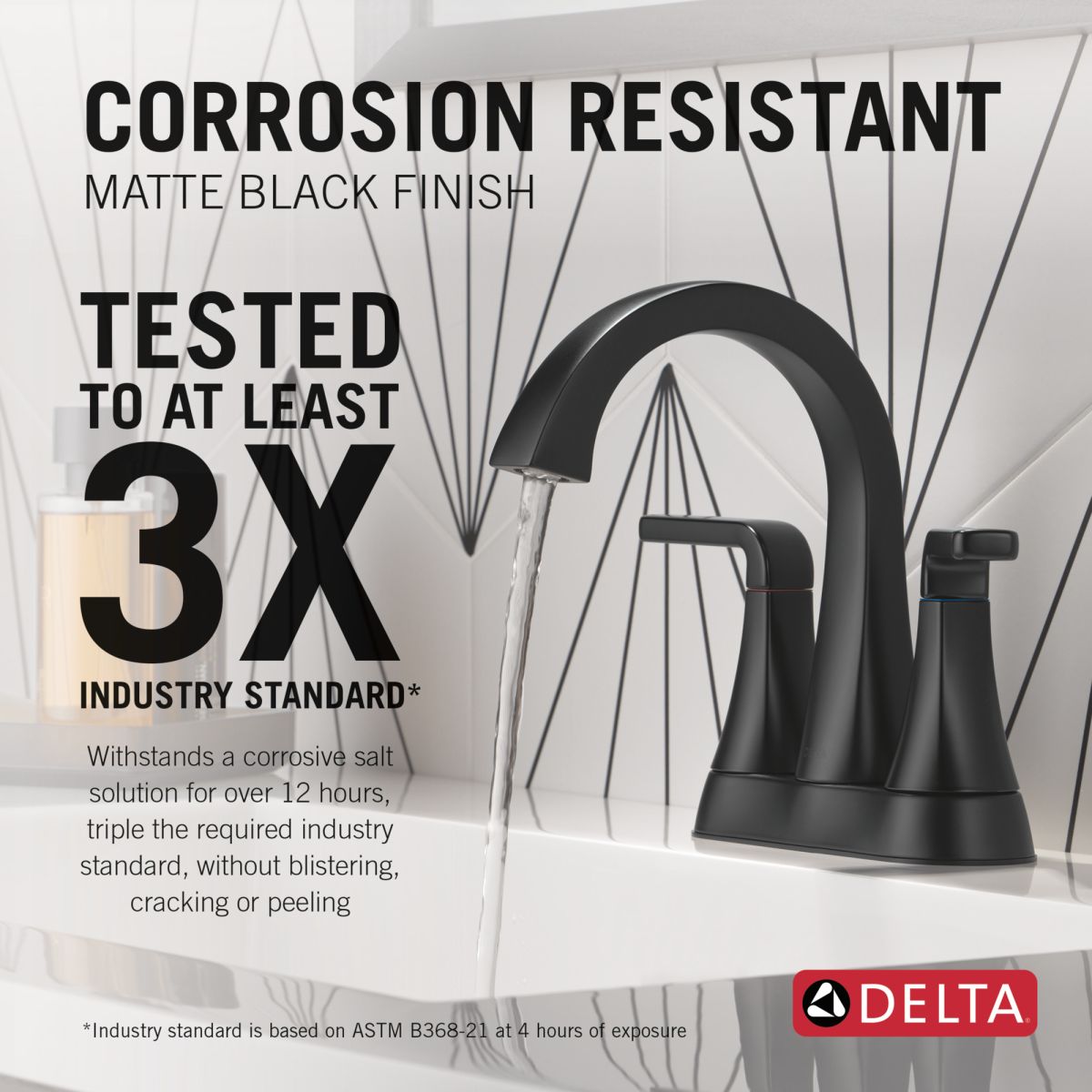 DELTA Lineax Two Handle Centerset Bathroom Faucet — Matte Black