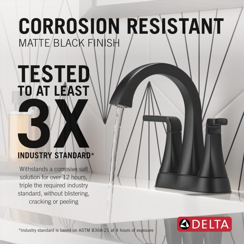 DELTA Lineax Two Handle Centerset Bathroom Faucet — Matte Black