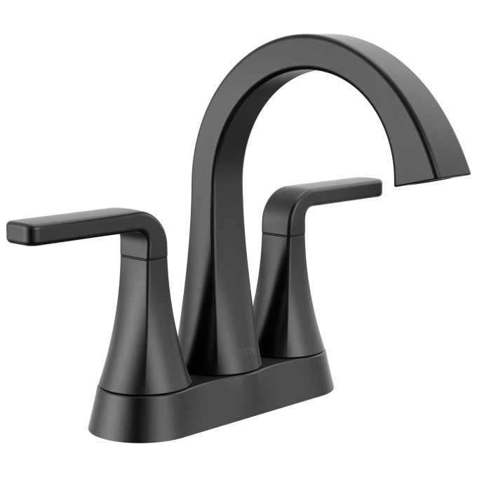 DELTA Lineax Two Handle Tract-Pack Centerset Bathroom Faucet — Matte Black
