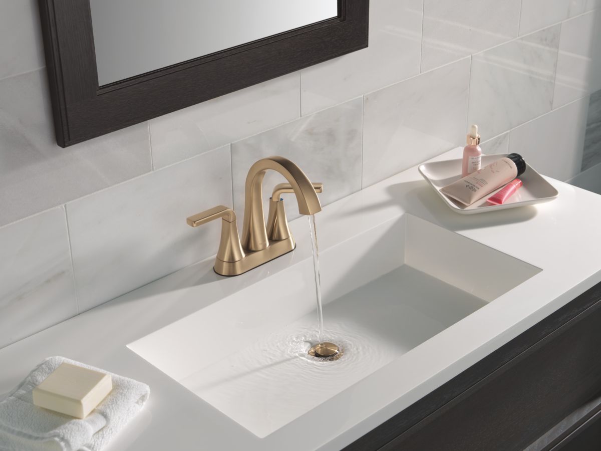 DELTA Lineax Two Handle Centerset Bathroom Faucet — Champagne Bronze