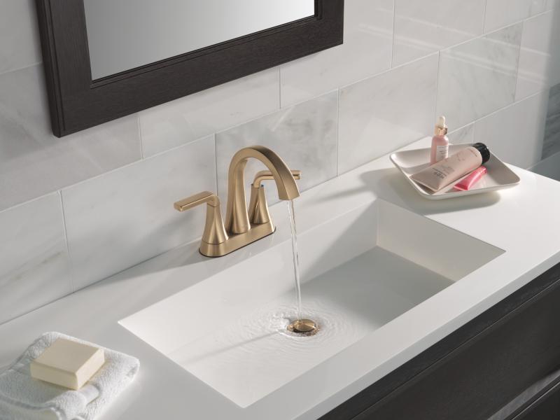 DELTA Lineax Two Handle Centerset Bathroom Faucet — Champagne Bronze