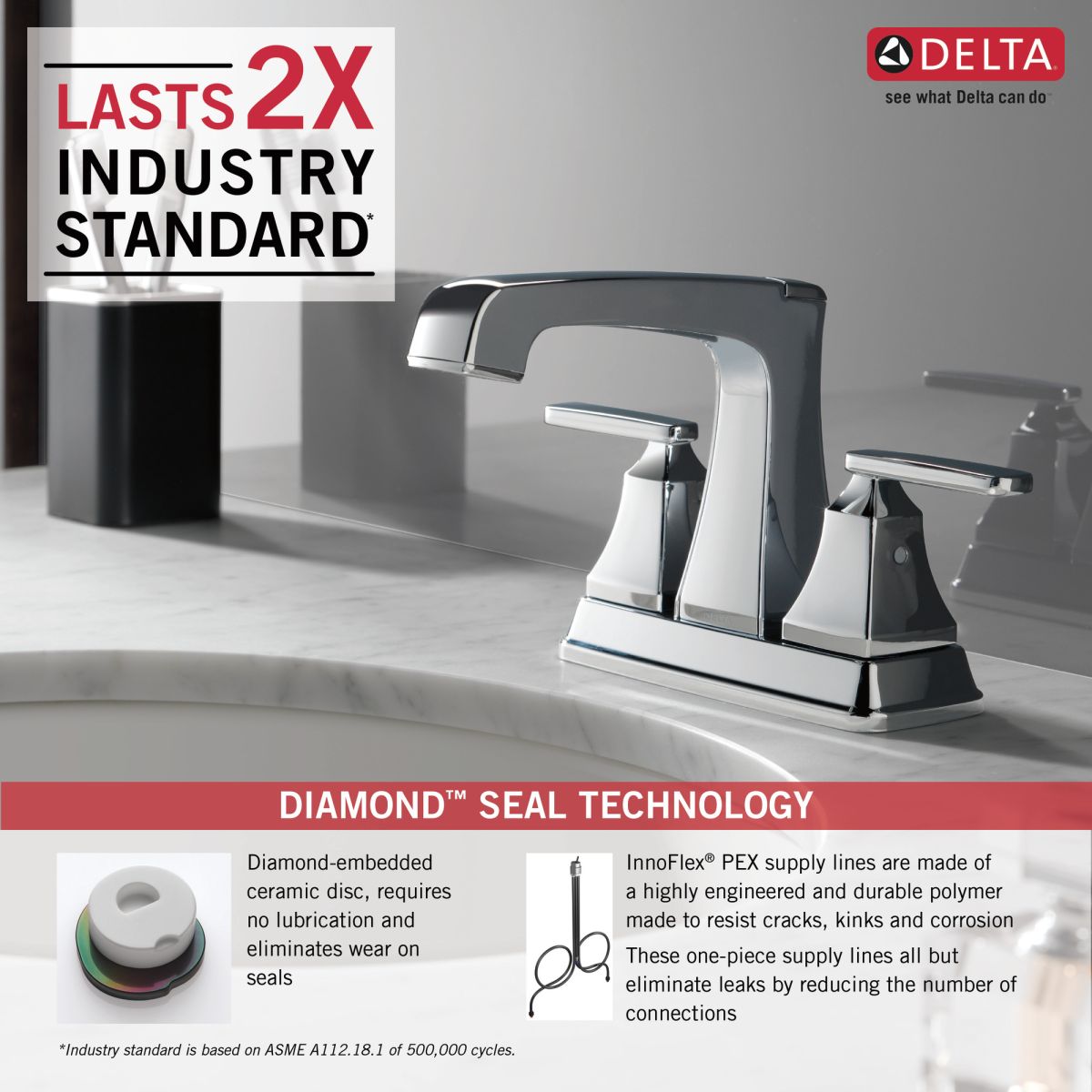 DELTA Ashlyn Two Handle Centerset Bathroom Faucet — Chrome