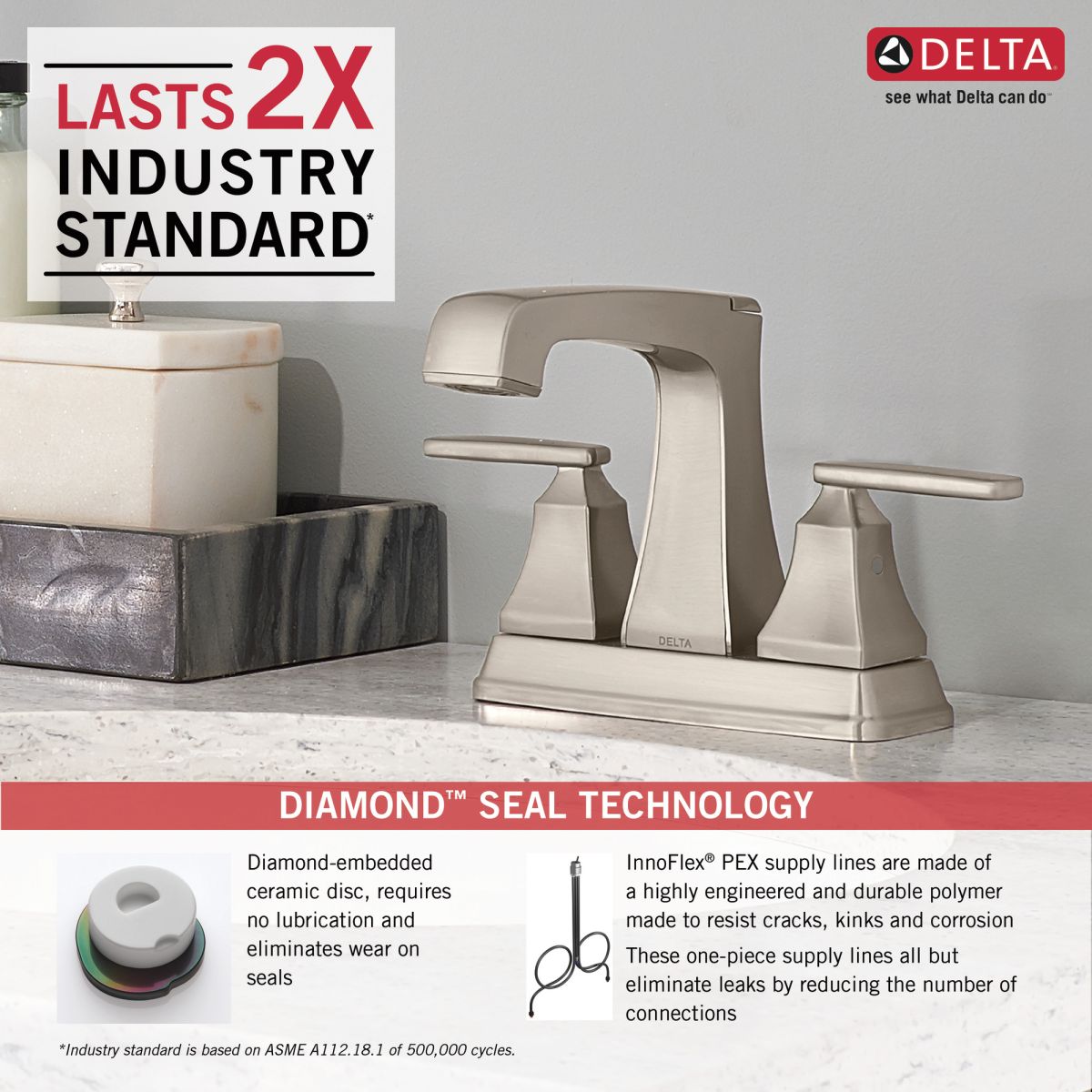 DELTA Ashlyn Two Handle Centerset Bathroom Faucet — Stainless