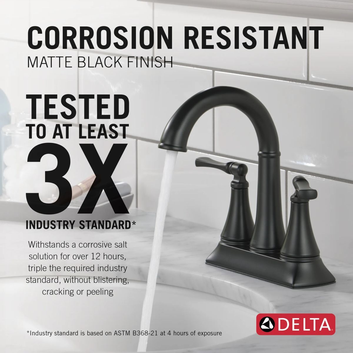 DELTA Archdale Two Handle Centerset Bathroom Faucet — Matte Black
