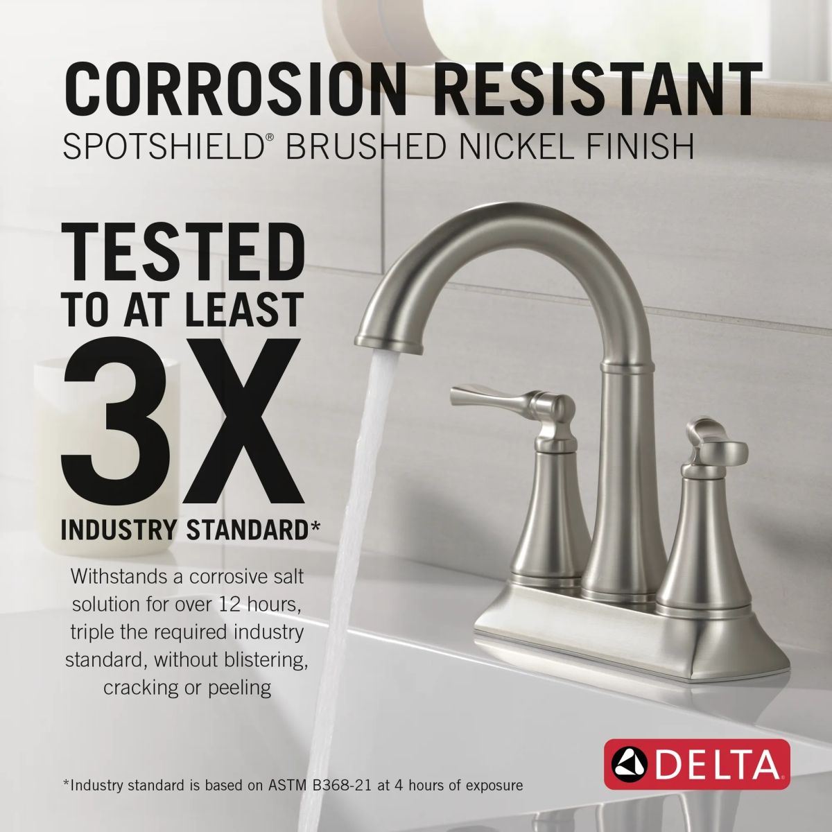 DELTA Archdale Two Handle Centerset Bathroom Faucet — Spotshield Brushed Nickel
