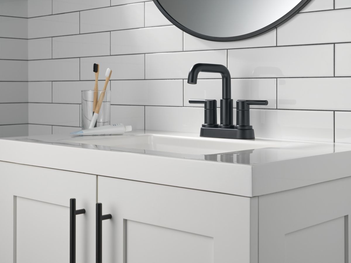 DELTA Nicoli Two Handle Centerset Bathroom Faucet — Matte Black