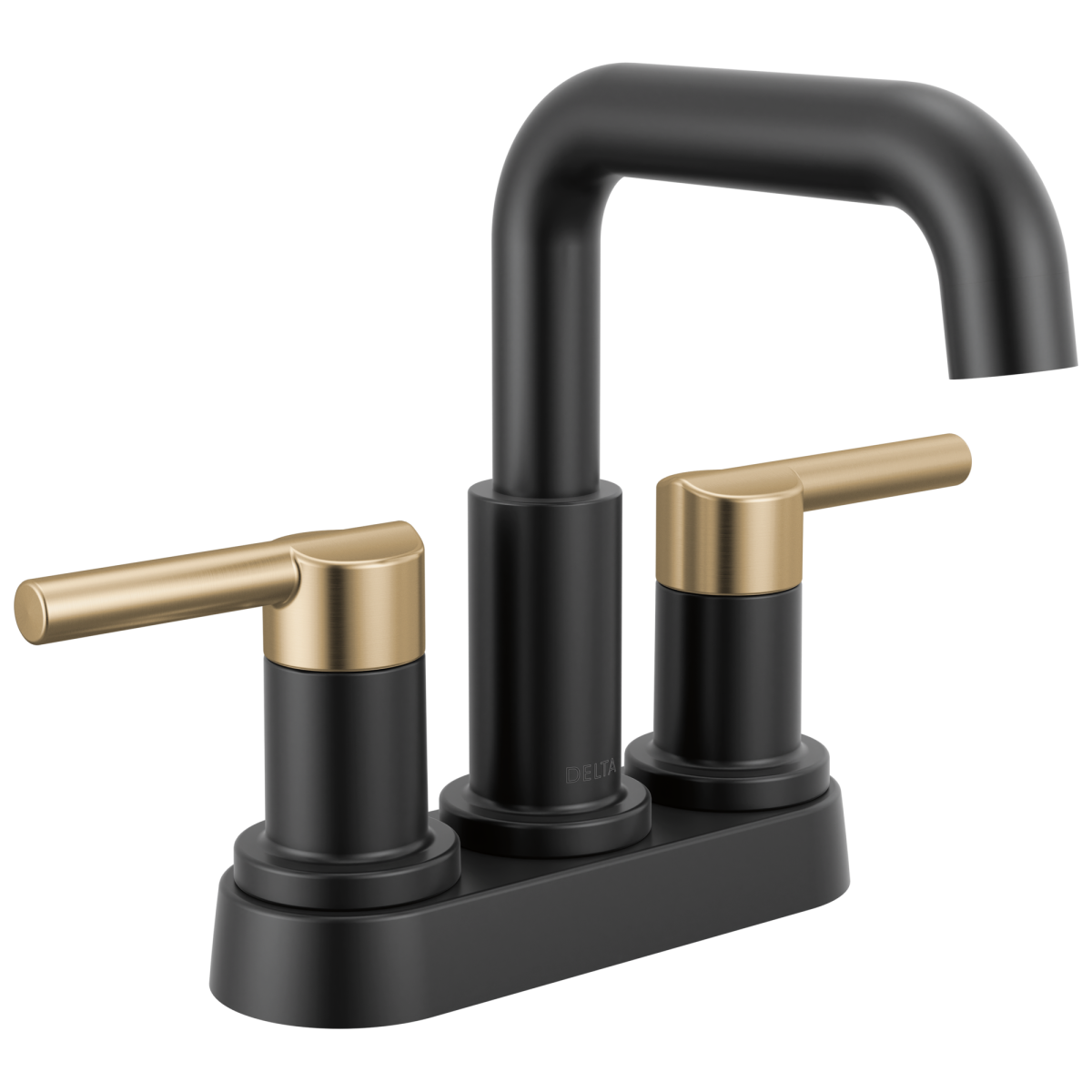 DELTA Nicoli Two Handle Centerset Bathroom Faucet — Matte Black / Champagne Bronze