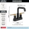 DELTA Nicoli Two Handle Centerset Bathroom Faucet — Matte Black / Champagne Bronze