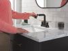DELTA Nicoli Two Handle Centerset Pull-Down Bathroom Faucet — Matte Black / Champagne Bronze