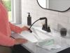 DELTA Nicoli Two Handle Centerset Pull-Down Bathroom Faucet — Matte Black / Champagne Bronze