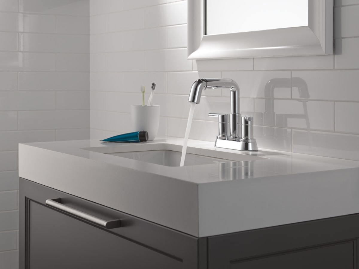 DELTA Nicoli Two Handle Centerset Pull-Down Bathroom Faucet — Chrome