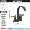 DELTA Albion  Two Handle Centerset Bathroom Faucet — Matte Black / Champagne Bronze
