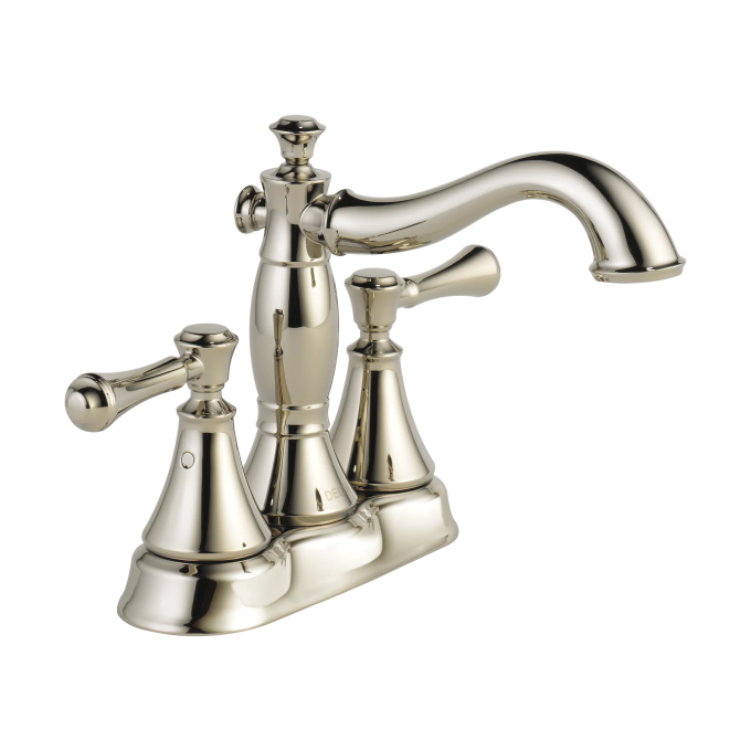 DELTA Cassidy Two Handle Centerset Bathroom Faucet - Metal Pop-Up — Polished Nickel