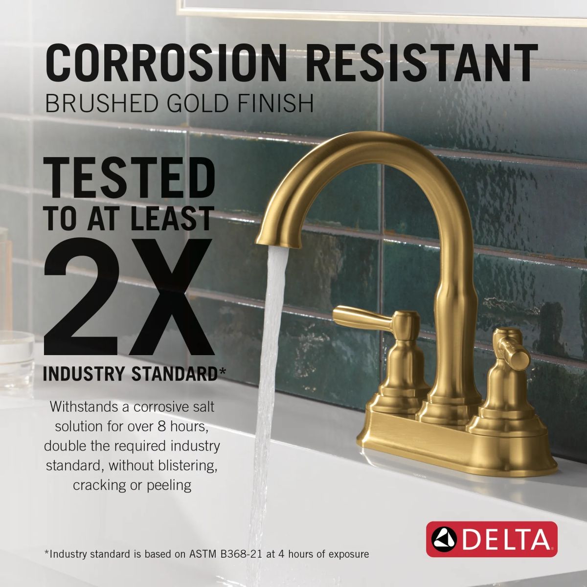 DELTA Roe Two Handle Centerset Bathroom Faucet — Brushed Gold