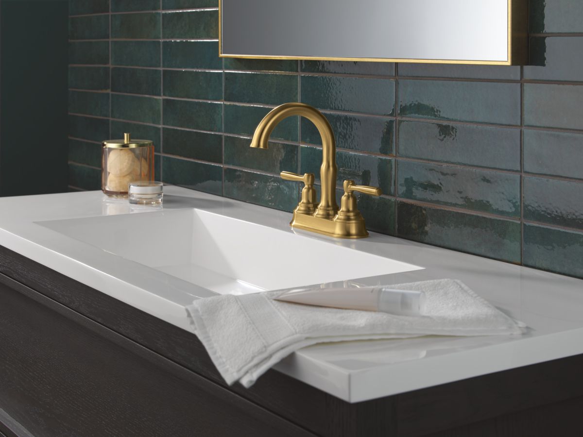 DELTA Roe Two Handle Centerset Bathroom Faucet — Brushed Gold